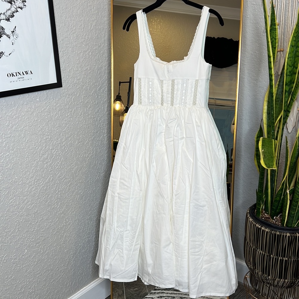 HOUSE OF CB 'Perle' White Lace Trim Midi Dress NWOT - Picture 10 of 12